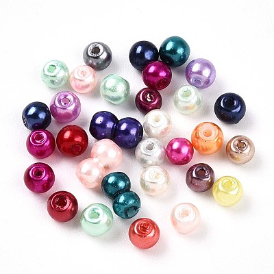 Baking Paint Pearlized Glass Pearl Beads HY-Q003-4mm-M01-1