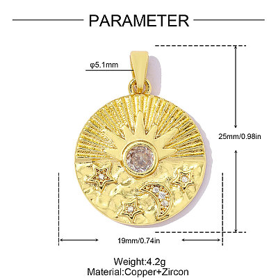 Brass Micro Pave Clear Cubic Zirconia Pendants CU-OY001-96G-1