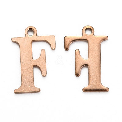 Ion Plating(IP) 304 Stainless Steel Alphabet Charms LS-STAS-H122-F-RG-1