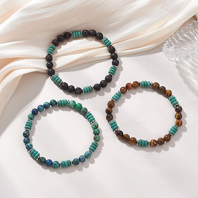 Gemstone Beads Stretch Bracelets BJEW-JB13295-1