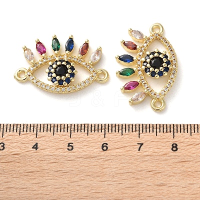 Rack Plating Brass Cubic Zirconia Eye Connector Charm KK-C084-18B-G-1