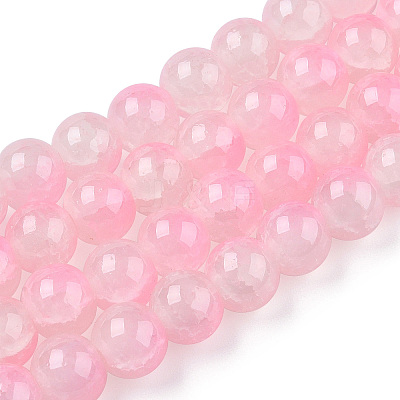 Crackle Baking Paint Imitation Jade Glass Beads Strands LS-DGLA-T003-10mm-01-1