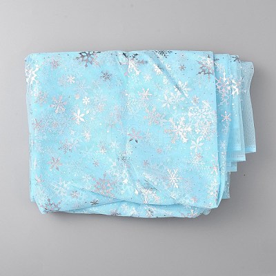 Snowflake Pattern Polyester Mesh Fabric DIY-WH0304-672B-1