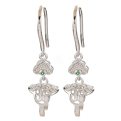 925 Sterling Silver Micro Pave Clear Cubic Zirconia Earring Hooks STER-U005-12P-1