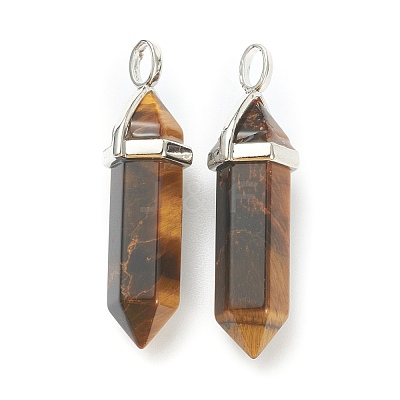 Natural Tiger Eye Pointed Pendants G-M378-01P-A26-1