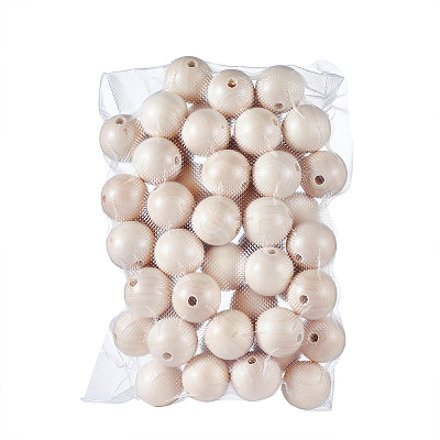 Round Unfinished Wood Beads WOOD-TA0001-07-LF-1
