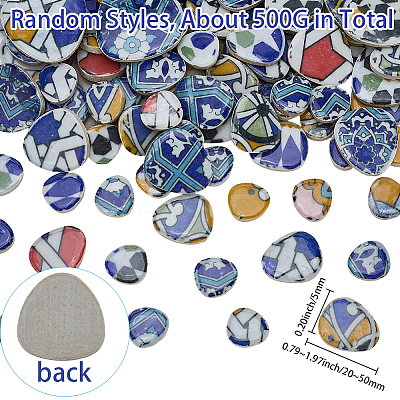 500G 4 Colors Mosaic Tiles Porcelain Cabochons DIY-SP0007-87-1