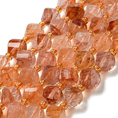 Natural Red Hematoid Quartz/Ferruginous Quartz Beads Strands G-M443-B07-02-1