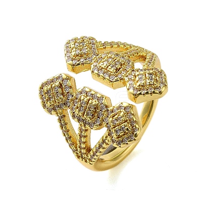 Brass with Cubic Zirconia Rings RJEW-B057-04G-04-1