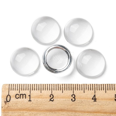 Transparent Half Round Glass Cabochons X-GGLA-R027-14mm-1