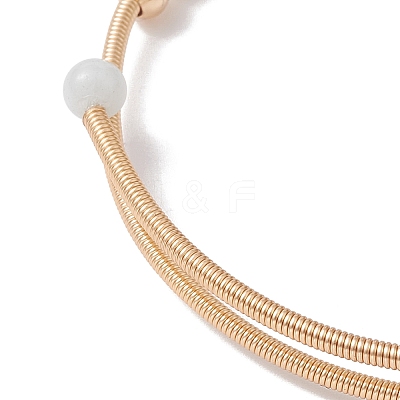 Natural Mixed Stone Round Beaded Cuff Bangle BJEW-JB10113-1