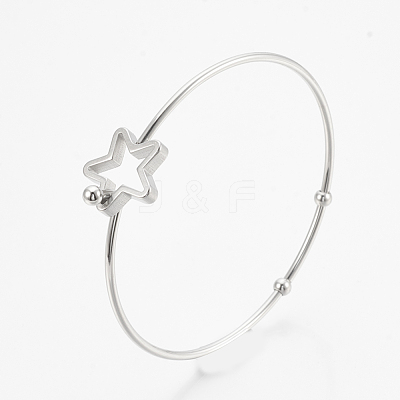 Tarnish Resistant 304 Stainless Steel Bangles STAS-N084-01-1
