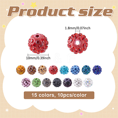 150Pcs 15 Colors Handmade Polymer Clay Beads CLAY-ME0001-02-1