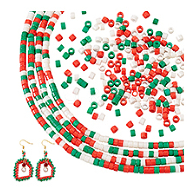 4 Strads Christmas Theme Handmade Lampwork Beads LAMP-PH0001-35A-1