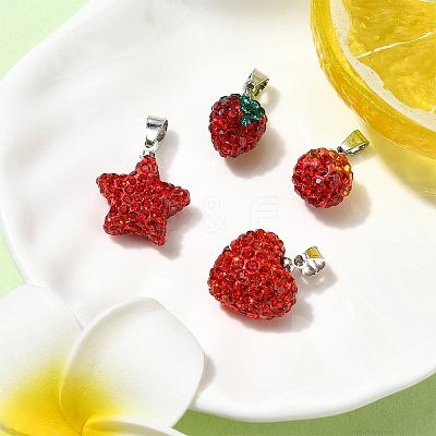 4Pcs 4 Styles Polymer Clay Rhinestone Pendants FIND-YW0005-97-1