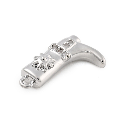 Brass Micro Pave Clear Cubic Zirconia Pendants KK-D283-34P-01-1