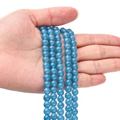 Natural White Jade Beads Strands G-G051-R1-6mm-1