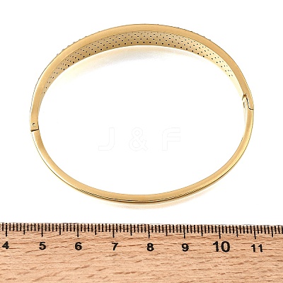 304 Stainless Steel Crystal Rhinestone Hinged Cuff Bangles for Women SA-CBAF851-02G-1