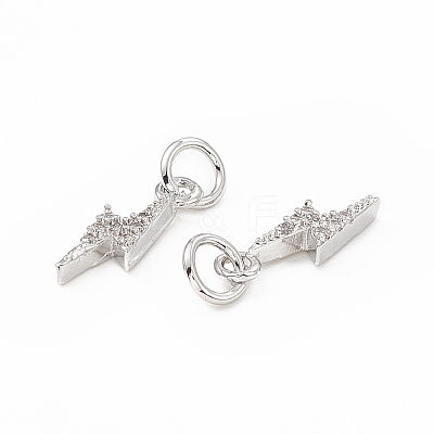 Brass Micro Pave Cubic Zirconia Charms KK-E068-VB223-1