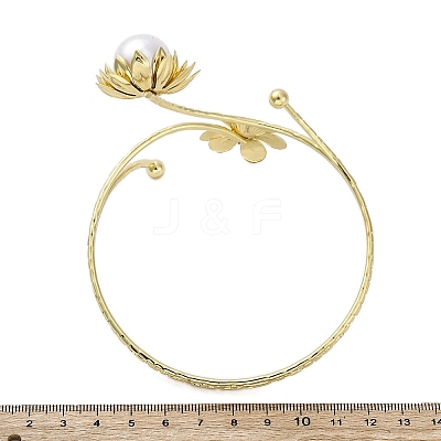 Lotus Alloy Arm Cuff Bangles for Girl Women AJEW-A063-01J-G-1