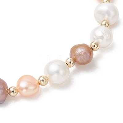 Natural Cultured Freshwater Pearl & 304 Stainless Steel Beads Stretch Bracelets for Women BJEW-JB13346-1