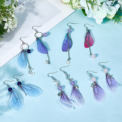 8pairs Brass Dangle Earrings EJEW-SC00002-1