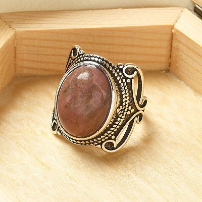 Natural Rhodonite Adjustable Rings RJEW-I108-02AS-13-1