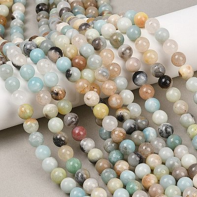 Natural Flower Amazonite Beads Strands G-F415-8mm-1