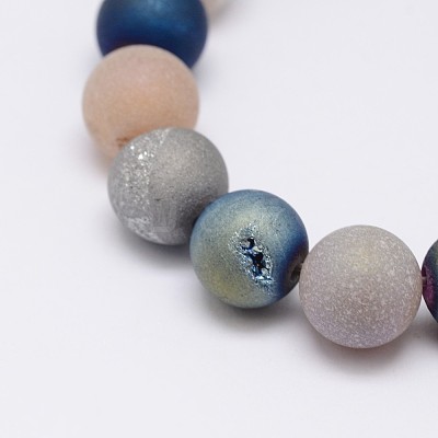 Electroplate Natural Agate Bead Strands X-G-J349-B-8mm-1