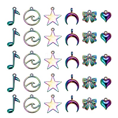 24Pcs 6 Style Alloy Pendants FIND-LS0001-24MC-1
