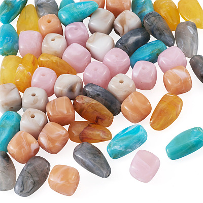 60Pcs 6 Colors Opaque Acrylic Beads OACR-TA0004-96-1