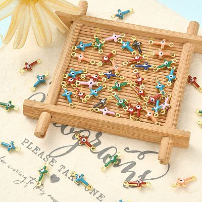 50Pcs Brass Enamel Connector Charms KK-CJ0001-82-1