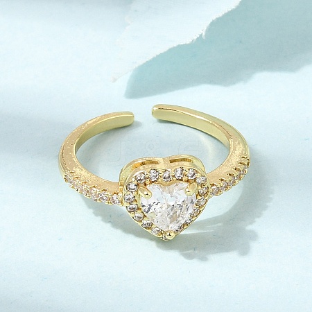 Adjustable Brass Micro Pave Cubic Zirconia Cuff Open Rings CU-CBABA66-04G-1