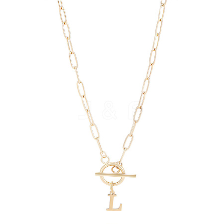 304 Stainless Steel Letter Pendant Necklaces NJEW-LP0001-52L-G-1