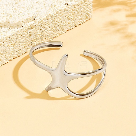 Ocean 304 Stainless Steel Starfish Open Cuff Bangles for Women SA-CBABC9E-04P-1