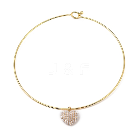 Brass with ABS Imitation Pearl Charm Bangles BJEW-Q350-05C-G-1