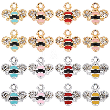 32Pcs 8 Colors Alloy Rhinestone Pendants FIND-SC0014-76-1
