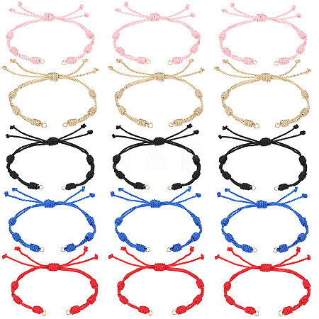SUNNYCLUE 10Pcs 5 Colors Adjustable Braided Nylon Cord Link Bracelet Making AJEW-SC0002-18-1