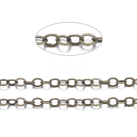 Brass Flat Oval Cable Chains CHC025Y-AB-1
