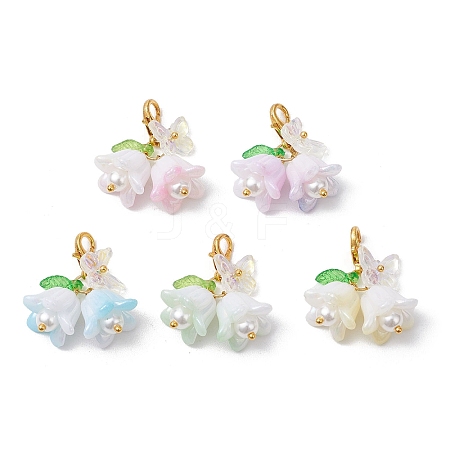 5Pcs Flower Butterfly Acrylic Pendant Decoration HJEW-JM02941-1