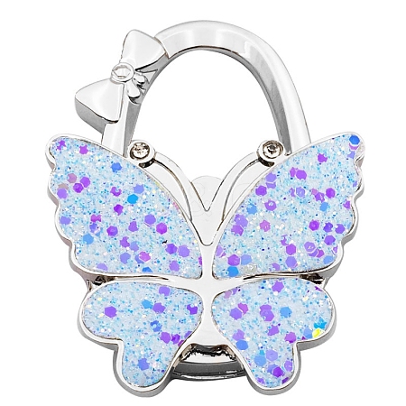 Glitter Butterfly Zinc Alloy Crystal Rhinestone Bag Hanger BAGH-F001-A12-1