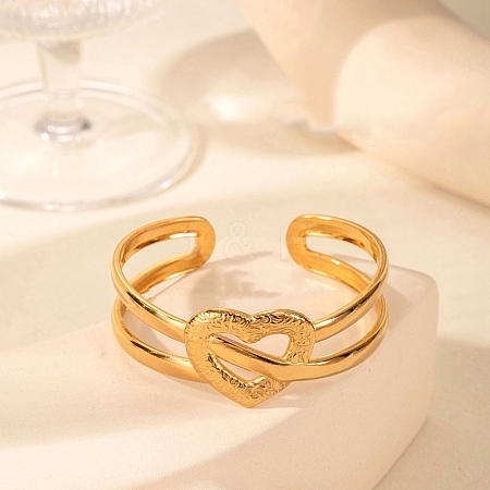 304 Stainless Steel Cuff Bangles for Women BJEW-U032-20G-1