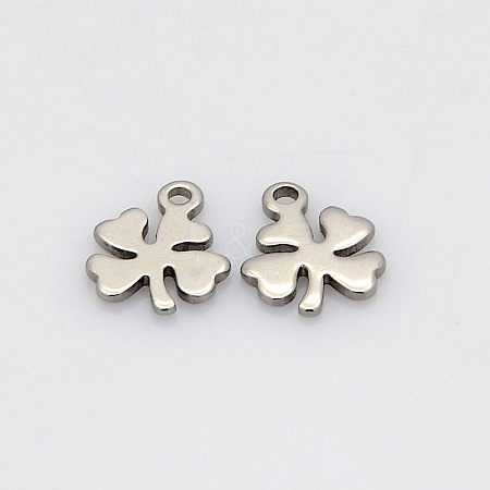 Tarnish Resistant Four Leaves Clover 304 Stainless Steel Charms STAS-N025-05-1