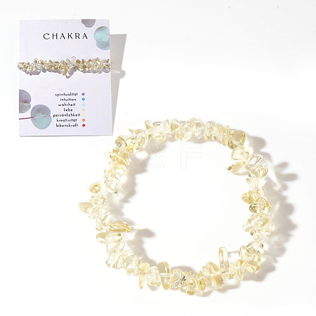 Natural Citrine Chips Bead Stretch Bracelets for Women Men CI5318-11-1