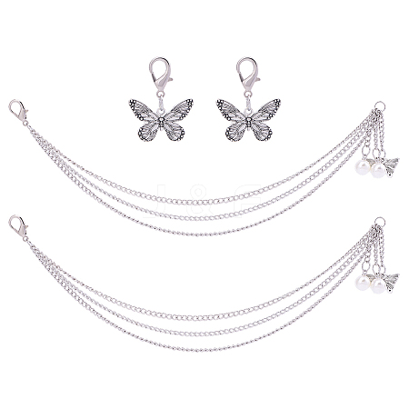 2Pcs Butterfly Alloy Shoe Charms AJEW-ME0003-05-1
