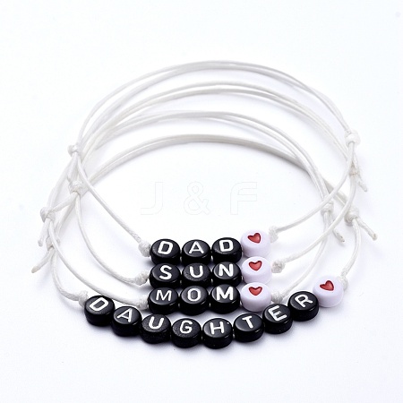 Adjustable Waxed Polyester Cord Beaded Bracelets Sets BJEW-JB05295-1