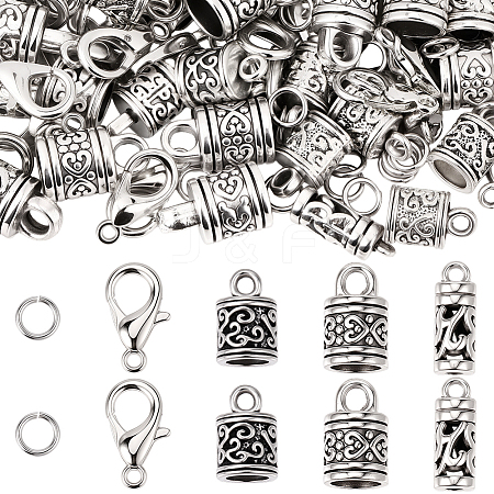 60Pcs 3 Styles Tibetan Style Zinc Alloy Cord End TIBE-SC0002-56-1