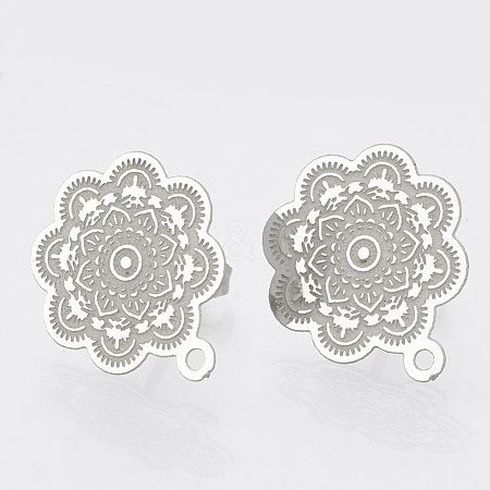 304 Stainless Steel Stud Earring Findings STAS-S079-39B-1