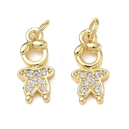 Brass Micro Pave Clear Cubic Zirconia Pendants CU-CBA9AFC-01G-17-1