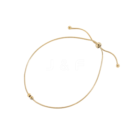 304 Stainless Steel Round Beaded Round Snake Chains Slider Bracelet for Women BJEW-A26-03-24-4-1